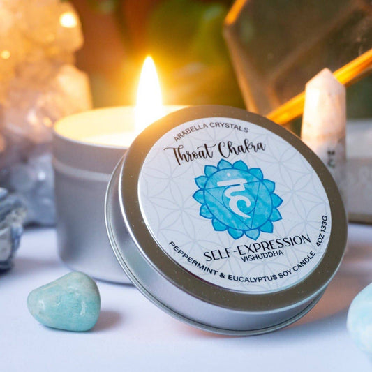 Throat Chakra Crystal Candle Tin