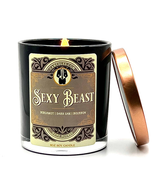 Sexy Beast: Crackling Wood Wick Candle for Men
